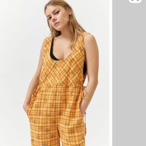 Urban Outfitters Plaid Yellow Jumpsuit